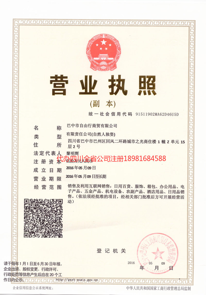 项城项城自由行商贸有限公司